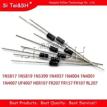 

100PCS Schottky Rectifier Diode 1N5817 1N5819 1N5399 1N4937 1N4004 1N4001 1N4007 UF4007 HER107 FR207 FR157 FR107 RL207 DO-41