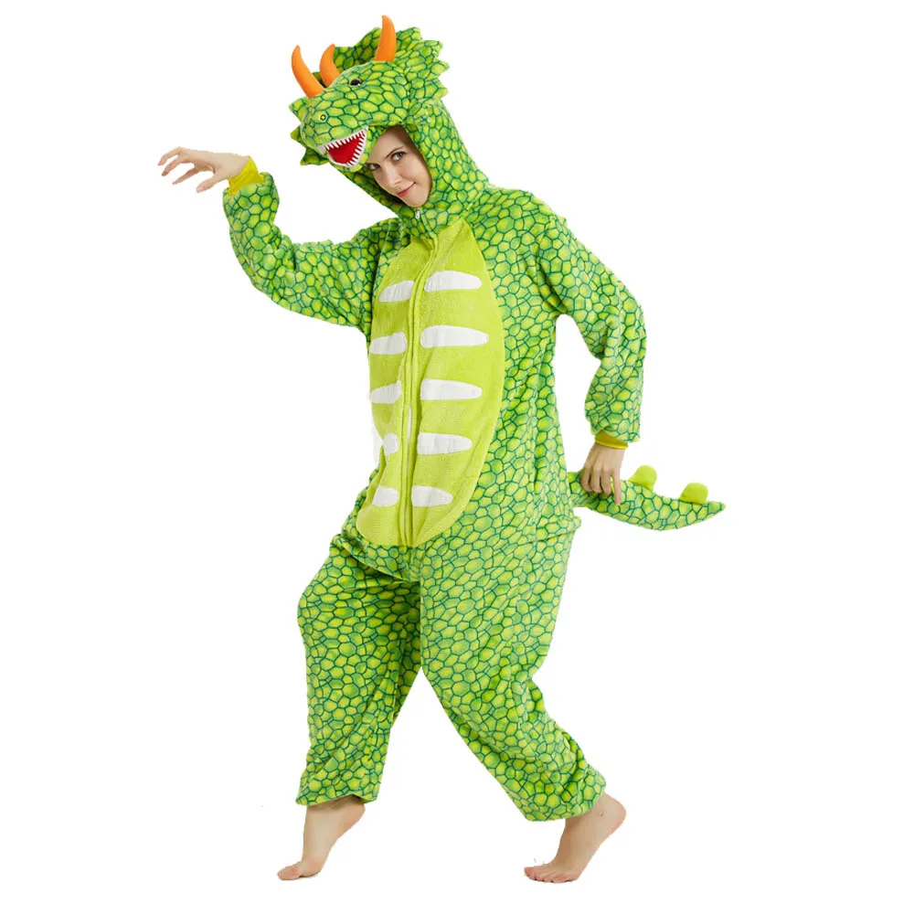 Мужская Фланелевая Пижама с динозавром зеленая для взрослых унисекс одежда дома|