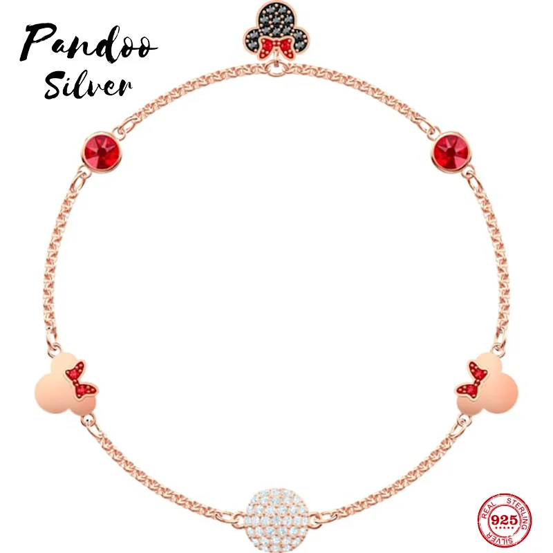 

PANDOO Fashion Charm Pure 925 Silver Original 1:1 Copy, Cute Mouse Fashion Bracelet Female Luxury Jewelry Gifts