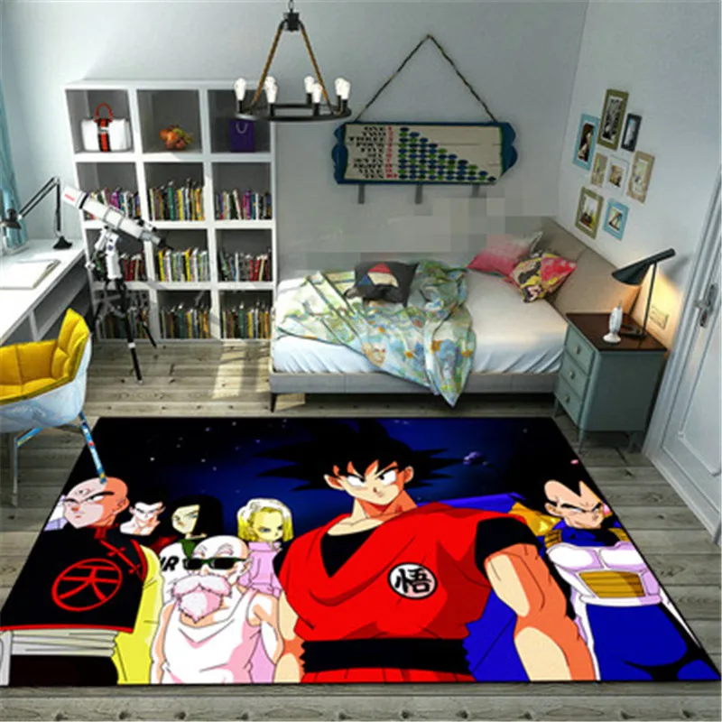 120X160CM Dragon Ball Супер Saiyan Kid Son Goku Krillin Ультра короткие плюшевые Нескользящие устойчивый ковер фигурка Коллекция Модель игрушки X2790 - Цвет: 120X160CM