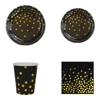 

32Pc Hot Stamping Disposable Tableware Set Plate/Napkin/Cup Adult Happy Birthday Party Decor Kids Wedding Birthday