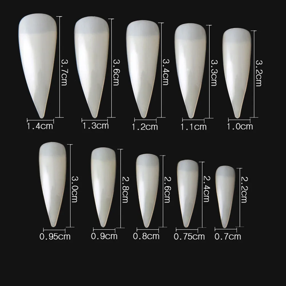 600Pcs Bag Half Cover Nail Tips Natural Clear Sharp Nails False Nails Acrylic ABS Long Stilettos 4