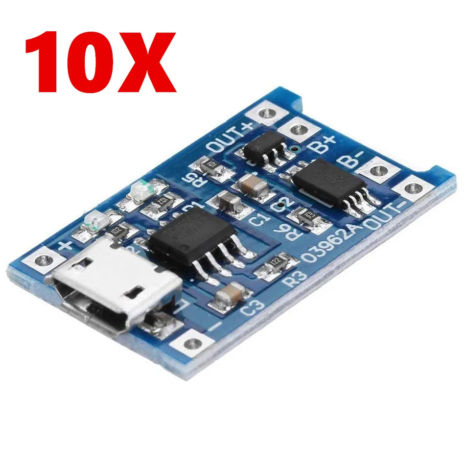 10PCS 5V 1A Micro USB 18650 Lithium Battery Charging Board Charger Protection
