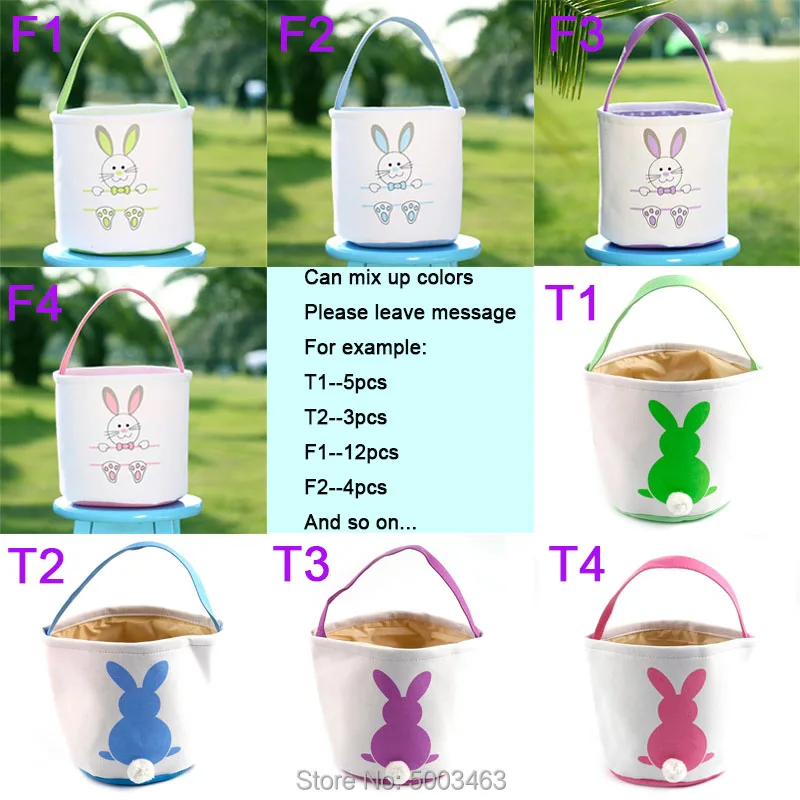 

200pcs SALE Canvas Easter Basket Bunny Ears Good Quality Easter Bags For Kids Gift Bucket Cartoon Rabbit Carring Eggs Bag