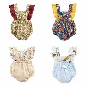 Sanlutoz Pagliaccetti per neonate in cotone estivo Neonato Principessa Abbigliamento per bambini Fiori carini Pagliaccetto per neonati 1