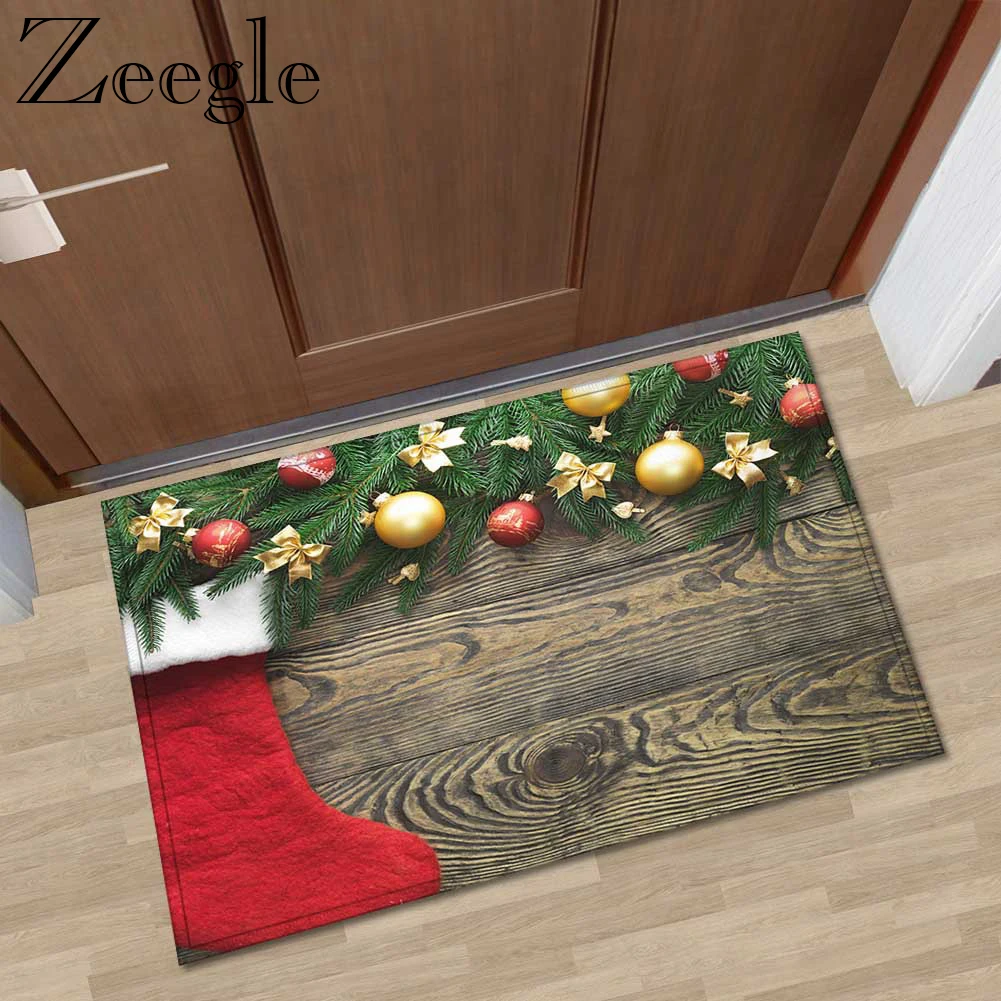 

Zeegle Floor Mat Doormat Christmas Carpet Non-slip Kitchen Rug Shower Mat Washable Outdoor Carpet Bedroom Rug Hallway Mat