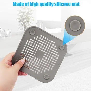 

Square Drain Cover for Shower Drain Hair Catcher Flat Silicone Plug for Bathroom and Kitchen Filter Shower Drain Protection Flat