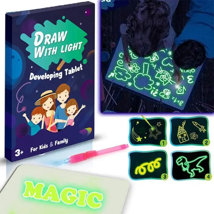 Kid Light Drawing Pad Doodle Board Painting Wonder Tablet Luminescente Glow Fluorescente Writing Educational Learning Toy 3 Anni