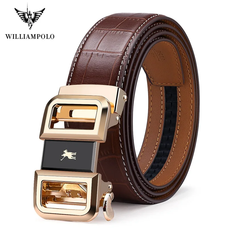 WILLIAMPOLO full grain leather Brand Belt Men Top Quality Genuine ...