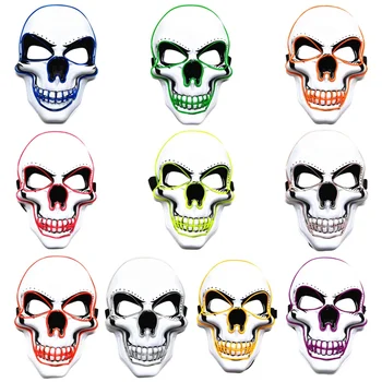 

Halloween Luminous Mask Cold Luminous Light Glowing Skull Mask Horror LED Holiday Party Supplies Atmosphere Small Accessories