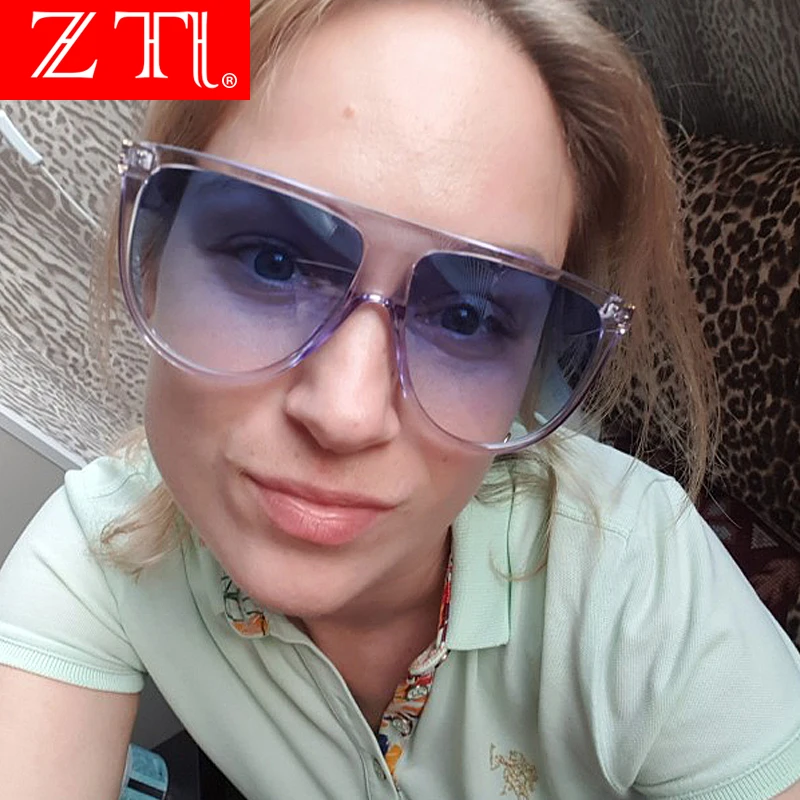 ZT негабаритный плоский верх женские солнцезащитные очки карамельного цвета
