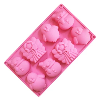 

8 Angel Snowman Penguin Silicone Cake Chocolate Pudding Mold Christmas Decoration High Temperature Resistance