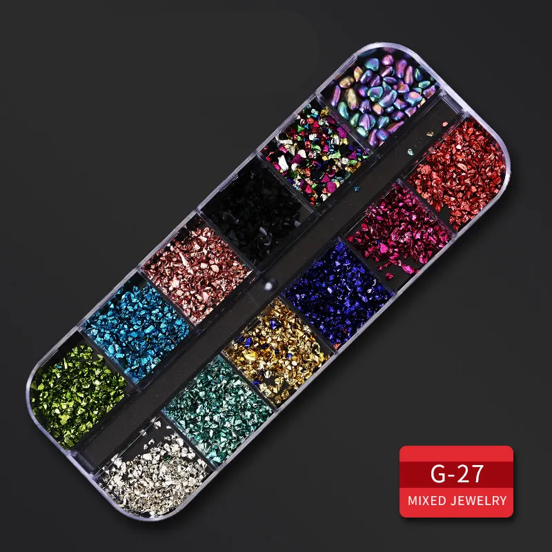 G-27 1 коробка 3D украшения для ногтей дизайн для дизайна ногтей DIY сплав Стразы для смешивания все для маникюра советы для дизайна ногтей - Цвет: G-27