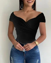 Блузка для женщин с v-образным вырезом Короткие рукава рубашки летние элегантные женские офисные Slim Fit с открытыми плечами однотонные Цвет Женская сексуальные вершины Блузка для женщин с v-образным вырезом Короткие рукава рубашки летние элегантные женские офисные Slim Fit с открытыми плечами однотонные Цвет Женская сексуальные вершины