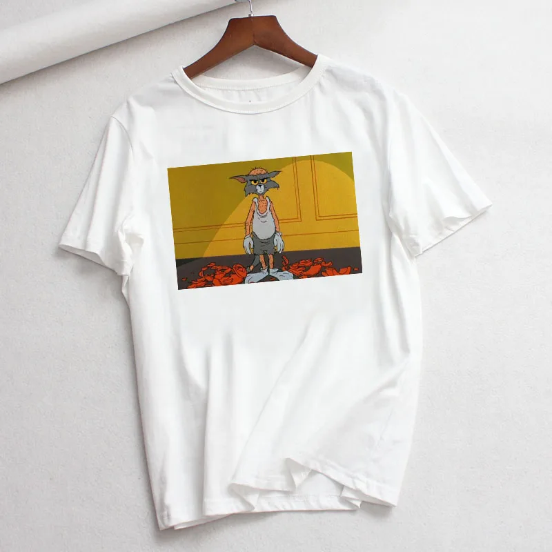 13 S-XXL свободные женские хлопковые топы с короткими рукавами с изображением кота, Тома, мышки, Джерри, ульцзана, футболки Harajuku, футболки, одежда - Цвет: 13