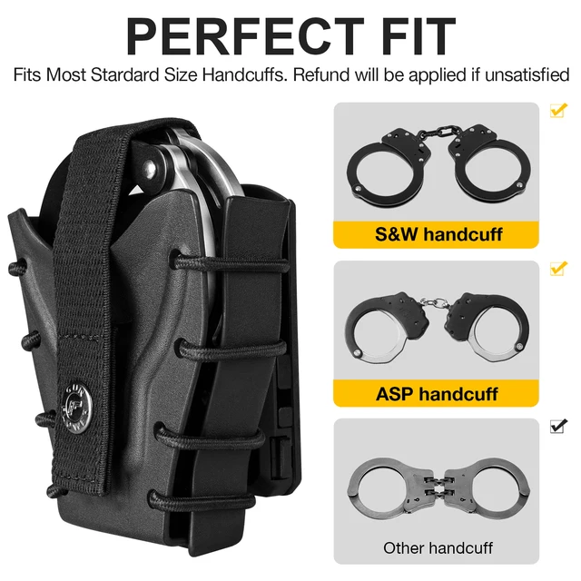 Custodia Per Manette Tattiche - In Nylon - Per Cintura O Gilet - Apertura Rapida - Per Cinture 3.8-5.1 Cm - Foto 9