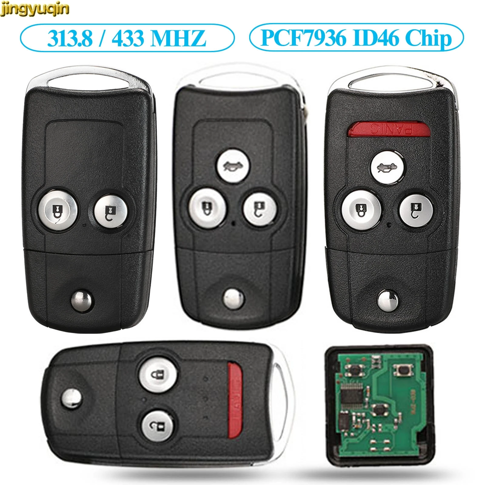 Пульт дистанционного управления Jingyuqin 433 МГц PCF7936 ID46 чип для Honda Insight Civic 4D Accord 8 Elysion