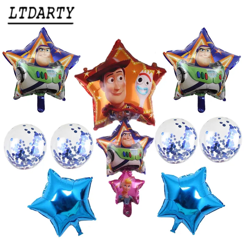 9pcs as picture 9 шт. игрушка toвсего Райский Базз Лайтер История воздушный шар мультфильм алюминиевая фольга неоновый шар голубая звезда детская игрушка с днем рождения - Color: 9pcs as picture
