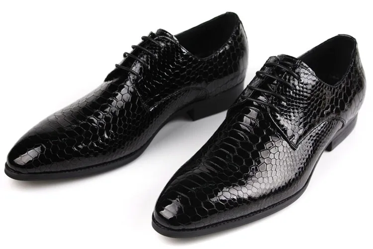 

Leather Men Shoes Patent Cowhide Leather Shoes Men's Comfortable Lace-up Pointed Toe Wedding Shoes Ever Men Leather Shoes Men's