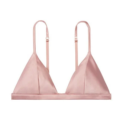 nude pink Новое поступление Шелковый Бюстгалтер для женщин удобные атласные беспроводные Дамское Белье регулируемый плечевой ремень бесшовный Женский бюстгальтер - Цвет: nude pink