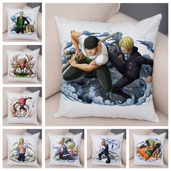 

One Piece Zoro Sanji Chopper Pillow Case Plush Cartoon Cushion Cover for Sofa Home Car Decor Cartoon Pillowcase Pillows Covers