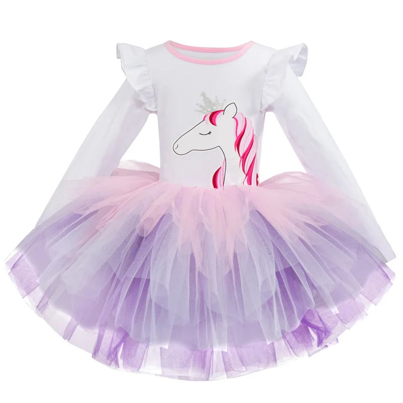 

Fancy Unicorn Dress For Girl Gradient Purple tutu Kids Dresses For Girls Licorne Princess Party Costume vestido 3 to 8 Years