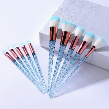 

10pcs Diamond Makeup Brushes Set Crystal Brush Powder Blush Foundation Eyeshadow Brush Unicorn Make Up Kits Blending Brush