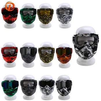 

POSSBAY 20 Type Motorcycle Face Mask Dust Mask&Detachable Motorbike Goggle &Mouth Filter for Cafe Racer Scooter Open Face Helmet