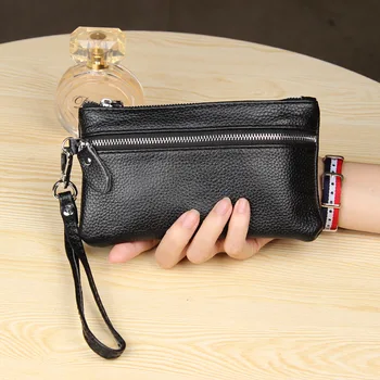

Xiao.p Women's Wallet First Layer Cowhide Fashion Coin Purse Lychee Pattern Clutch Mobile Phone Bag Casual Card Bag For Women