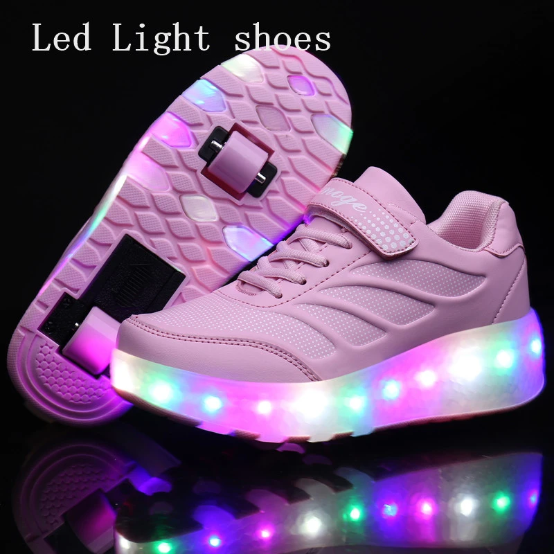 Zapatillas luminosas de ruedas, zapatillas de patín con luz Led azul y rosa para niños, Led para niños y niñas, zapatos Unisex iluminados| Zapatillas deportivas| -