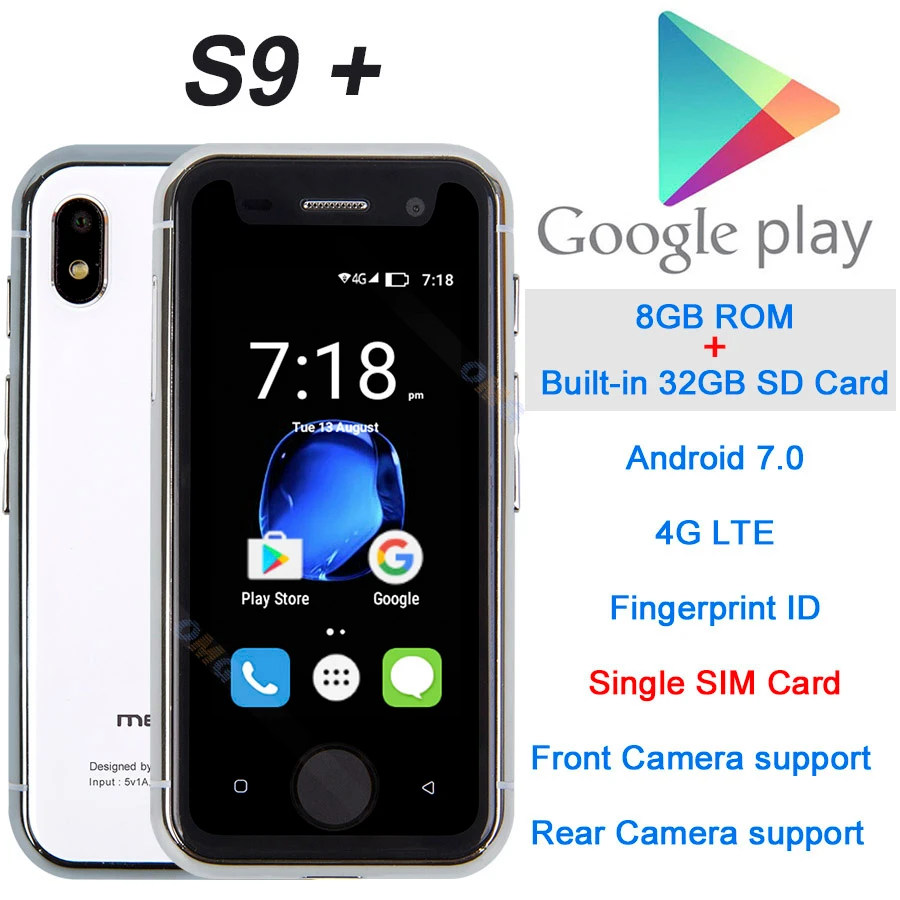 Siver 8GB Add 32GB Поддержка Google Play маленький мини мобильный телефон Android 6,0 MT6580 четырехъядерный разблокировка 3g 4G смартфон Melrose S9 L3 мобильный телефон - Цвет: Siver 8GB Add 32GB