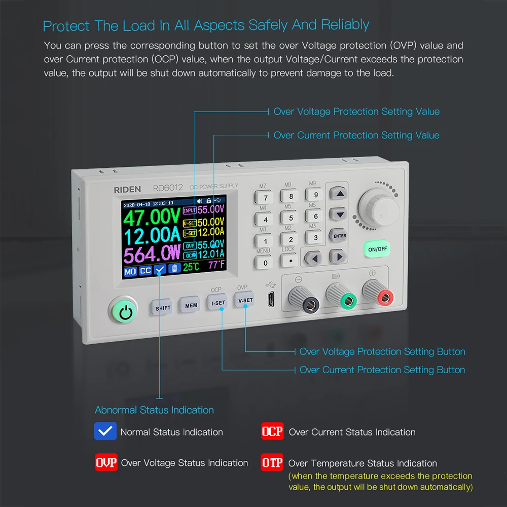 optical spectrum analyzer RD6018 RD6012 RD6012W USB WiFi DC to DC Voltage Step down Power Supply Adjustable buck converter voltmeter multimeter 65V 800W electronic digital caliper