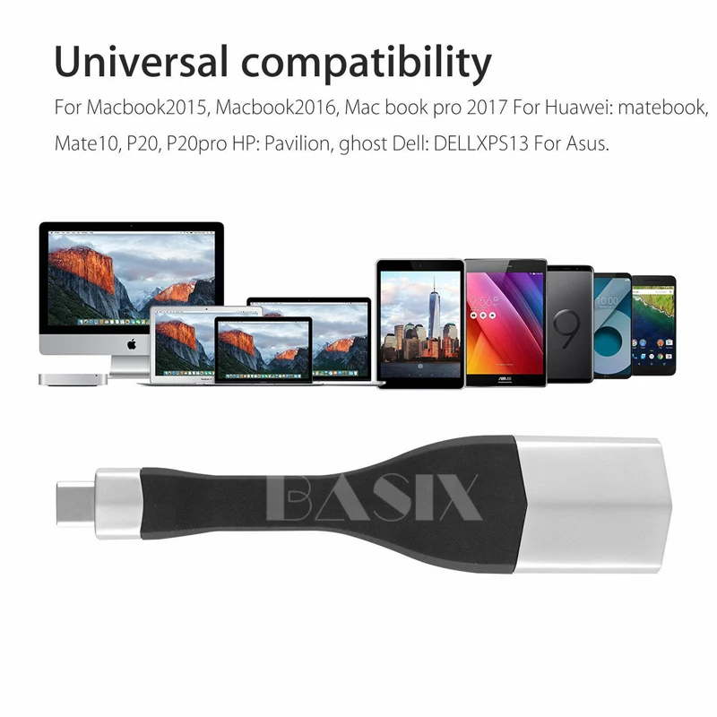 Basix USB C к HDMI 4K кабель адаптер Тип C HDMI Thunderbolt 3 для huawei mate 20 P20 MacBook Pro Pro Galaxy S9 HDMI USB-C