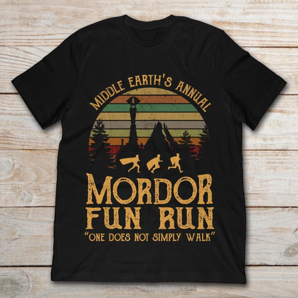 

Brand Middle Earth Annual Mordor Fun Run One Does Not Simply Walk Vintage T-Shirt Men Short Sleeve T-Shirt