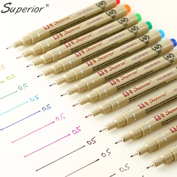 

Superior 12 Color Micron Liner Pen 0.5mm Fineliner Pen Water Based Ink for Painting School Office Design Markers Pen Supplies