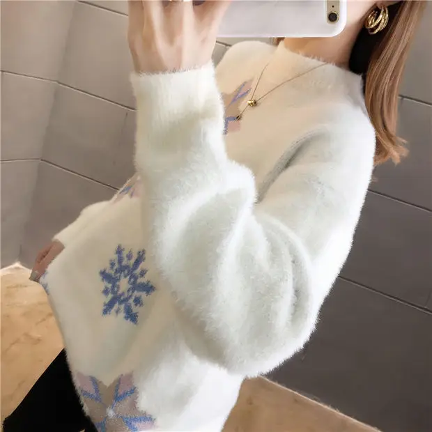 Пуловер, джемпер, Blusas De Inverno Feminina, новинка 9427, имитация норки, зимний свитер, 42-5 ряд, 2 полки на второй этаж