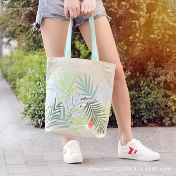

2020 canvas bag women's bag simple versatile shoulder bag student portable large capacity shopping bag bag