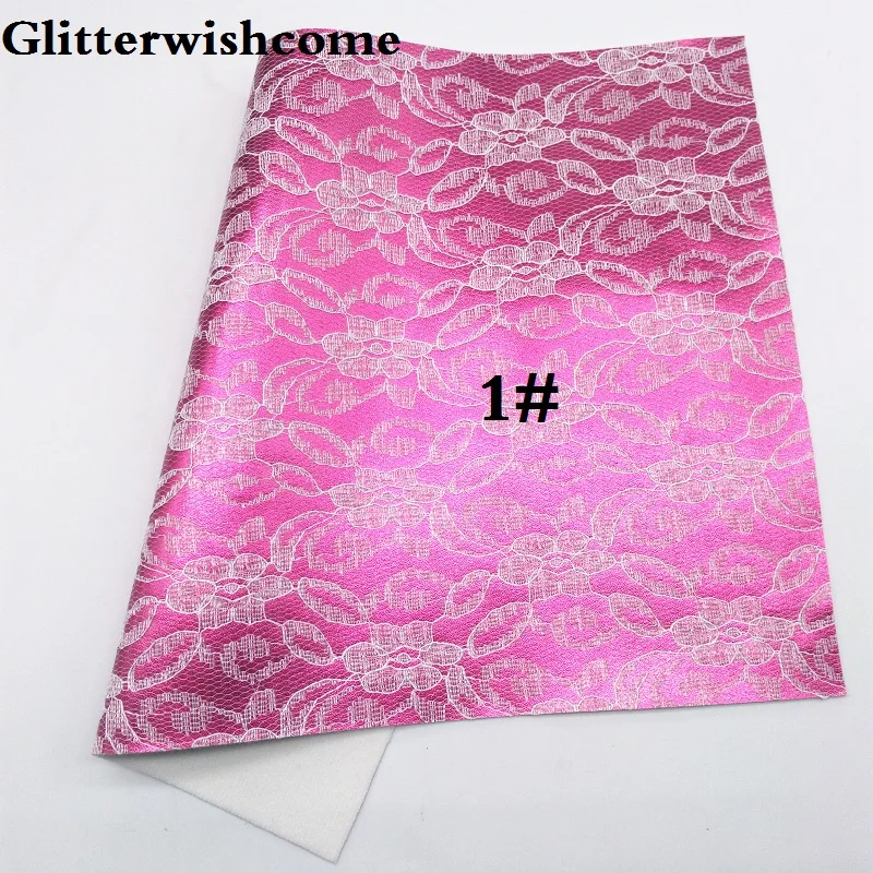 Glitterwishcome 21X29 см A4 размер винил для бантов металлик Синтетическая кожа со стеганым кружевом искусственная кожа листы для бантов, GM093A - Цвет: 1