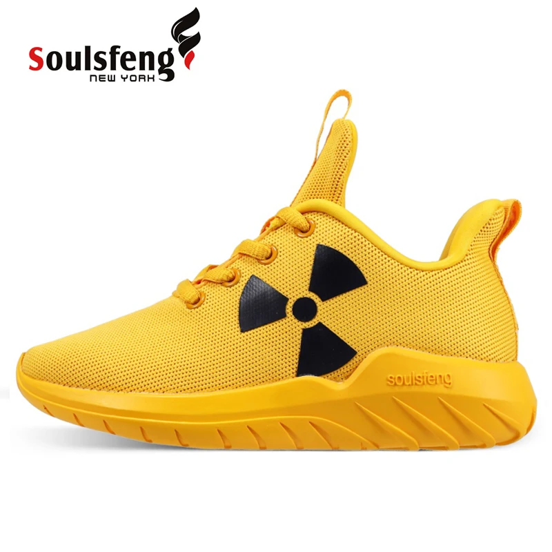 Soulsfeng Plutonium Sneaker Orange Freeknit  Upper Large Size Running Shoes Ripple Rubber  Non-skid Property Sole Badminton Shoe