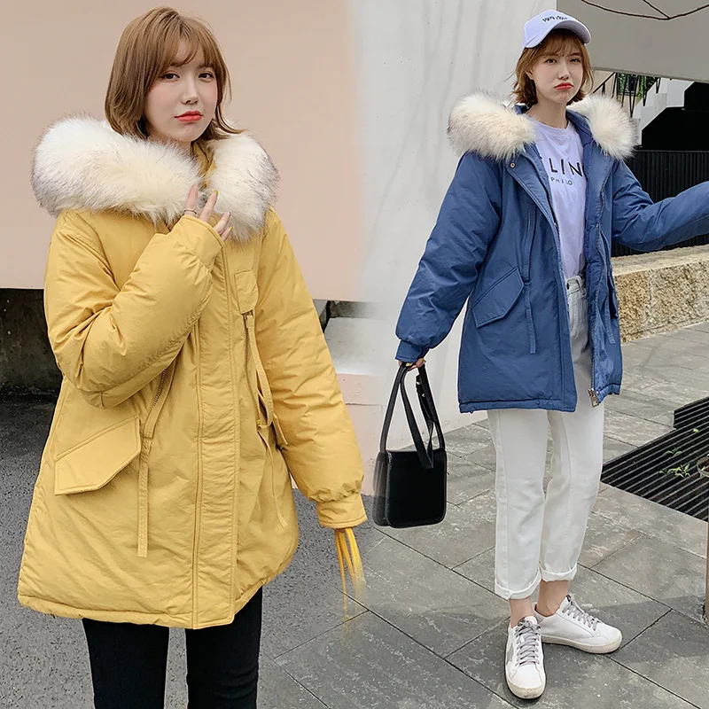 

New Style South Korea Dongdaemun down Jacket Women's Large Fur Collar Jacket a Version of the Large Size Fat Mm Cotton-padded Cl