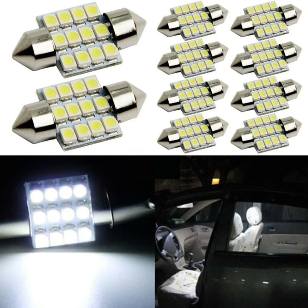 Новинка 100% 10 шт. 31 мм 1210 12SMD светодиодная Автомобильная лампочка головного света 12