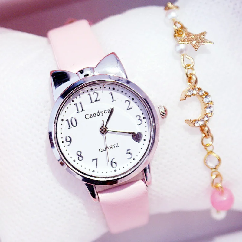 Fashion Cute Student Watch Casual Leather Strap Wrist Watches Girls
