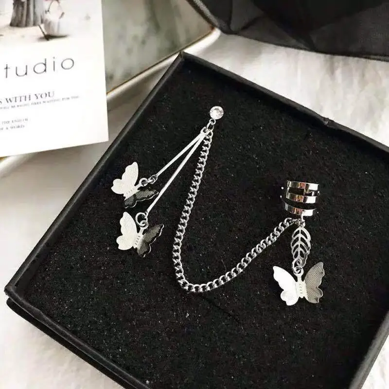 Новые Творческие Бабочка классный кулон Панк подвеска серьги Lucky Кольца Дружбы