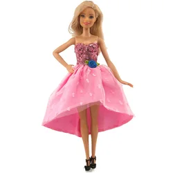 Robes à paillettes roses avec épaules dénudées pour Barbie, 11.5 pouces, vêtements de poupée, tenues de fête, accessoires BJD, jouet pour enfants, cadeau pour fille, 1/6 