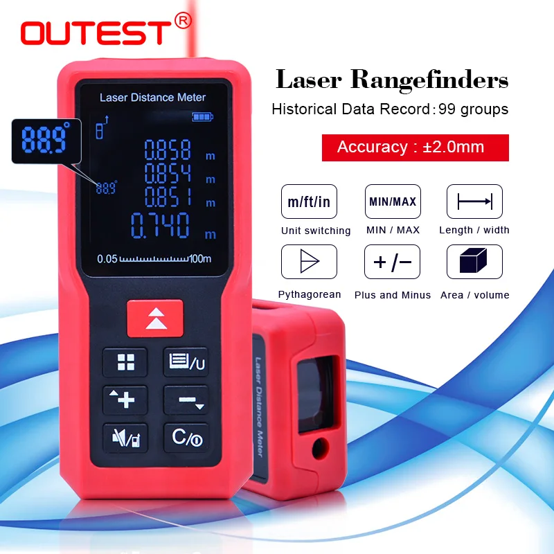 OUTEST Laser distance meter Laser Rangefinder 40M 60M 80M 100M Measurer Tape Trena Digital Distance meter Building Measurement OUTEST Laser distance meter Laser Rangefinder 40M 60M 80M 100M Measurer Tape Trena Digital Distance meter Building Measurement