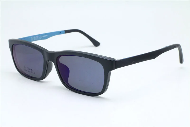 C3 blck blu-blue len Ультра легкие 007 ультем прямоугольные оптические очки Рамка с магнитным зажимом на поляризованных солнцезащитных очков линзы Удобный 2 в 1 очки - Цвет оправы: C3 blck blu-blue len