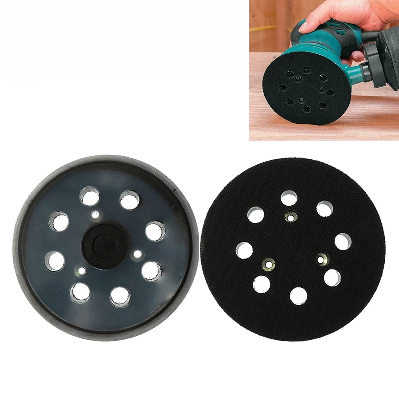 

Firmly stable 5 Inch 8 Holes Sanding Disc Sander Pad Sander Hook and Loop Backing Pad Black premium PU Sanding Plate