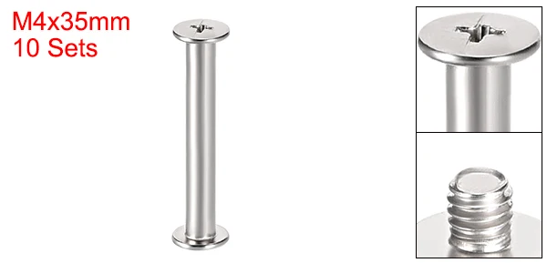 Uxcell 10 세트 M4 나사 포스트 3/16 (5mm) 홀 직경, 35mm-75mm 벨트 버클 바인딩 볼트 가죽 패스너 탄소강