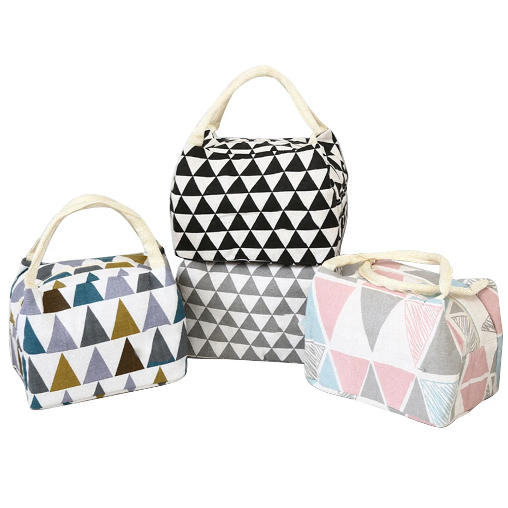 

Unisex Lunch Bag Geometric Printing Student White-collar Storage Bag Food Heat Preservation Cold Insulation Bento Pouch