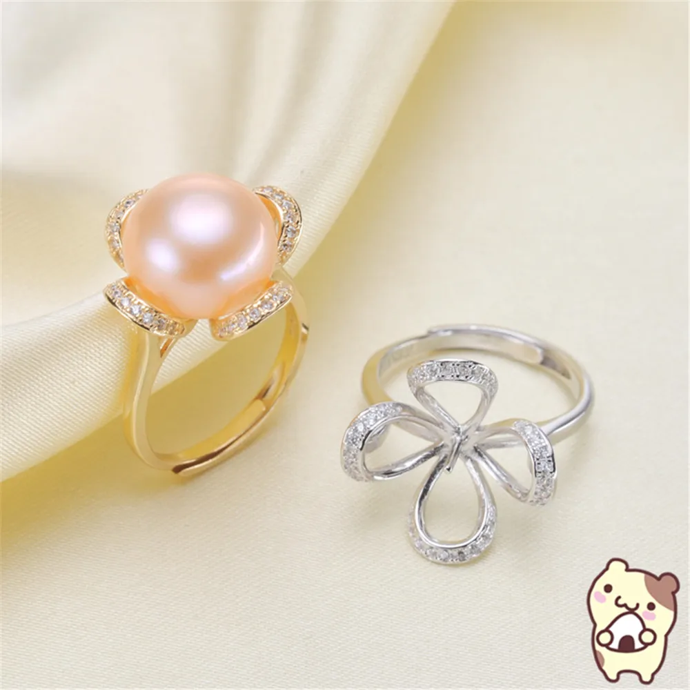 

Free Shipping Wholesale Silver Plated Pearl Ring Accessories Types Creative Ring for Women DIY Pearl jewelry Gifts 2019J104